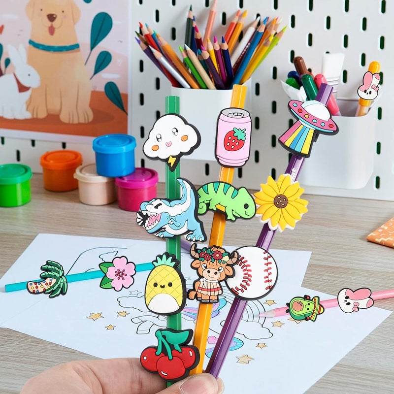 Sanglow 80pcs Cute Pencil Toppers,Pen Toppers Charms Decorations Clips Bulk Animal Pencil Buddies Huggers Classroom Prizes Rewards Gifts for Students - Image 5